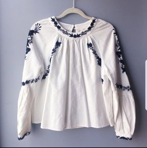 ZARA TRAFALUC LINEN BOHO BLOUSE